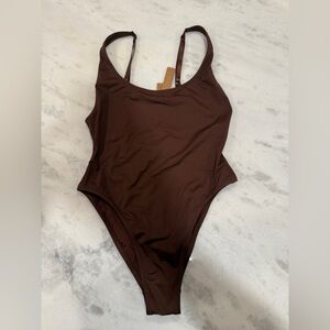 SKIMS Elegant Brown One-Piece Swimsuit
